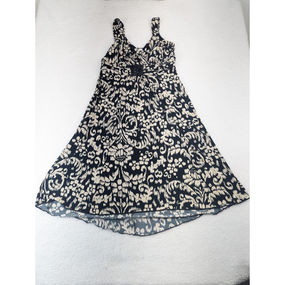 Enfocus Studio Beige Black Floral Midi Dress 10